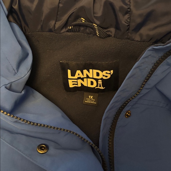 Lands End Women's Plus Size Squall Hooded Waterproof Raincoat Royal Cobalt - Picture 4 of 6